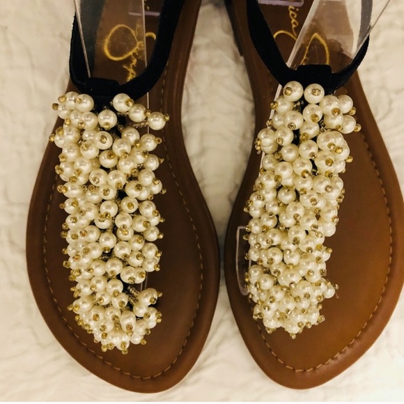Jessica S. Sandals Pearls embellished Size 6/5 - Picture 7 of 8